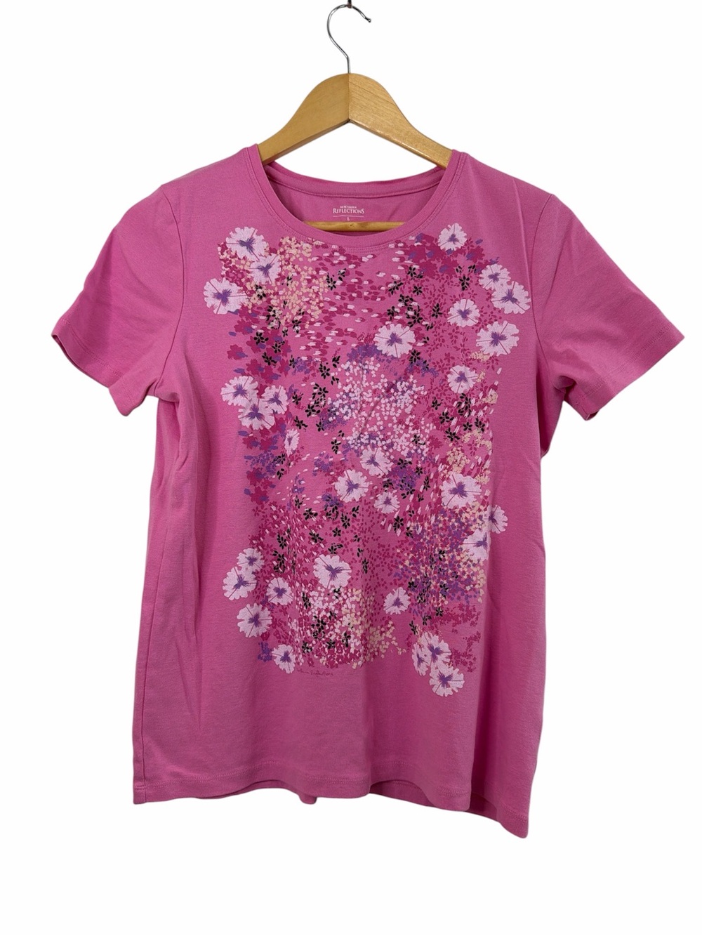 Northern Reflections Pink Floral Graphic Tee Large Everyday Fit